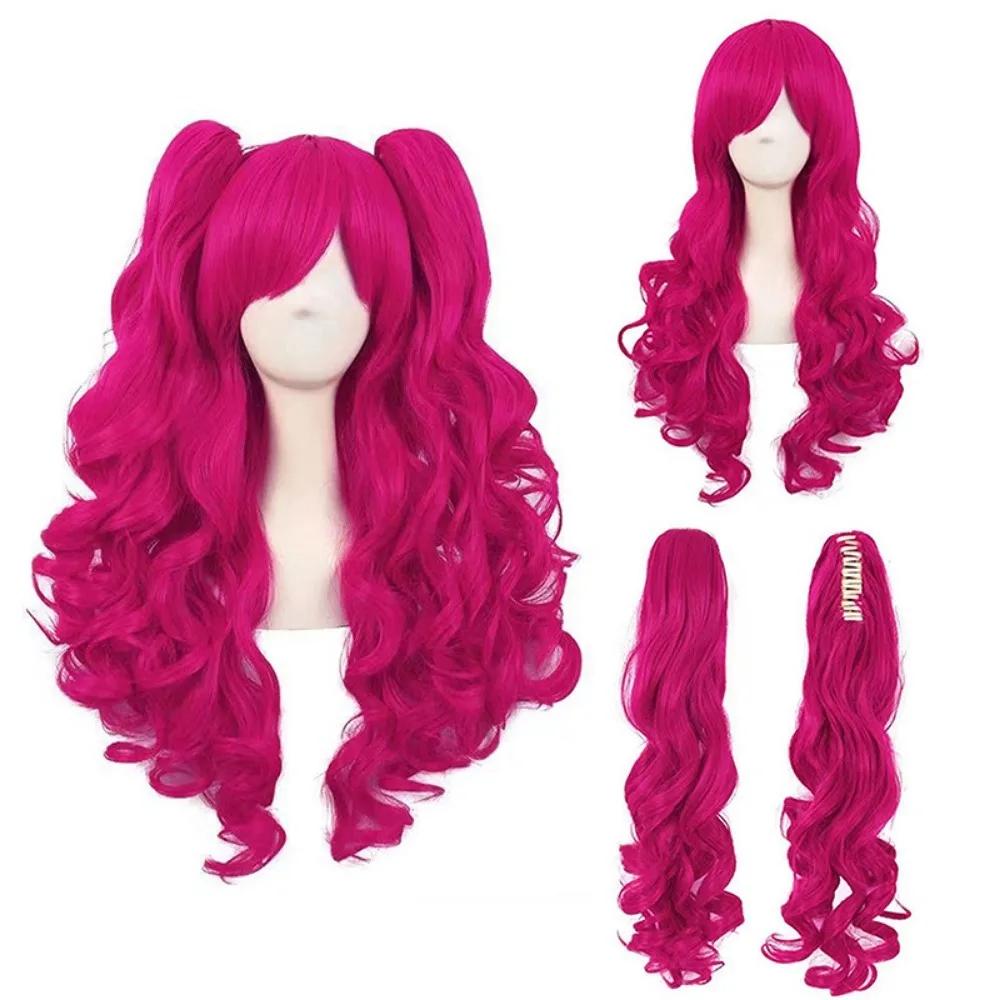 Pony Friends Pinkie Pie Cosplay Wig Double Ponytail Synthetic Long Curly Wig Cute Girl The Pony Cartoon Anime Coser Wig Daily