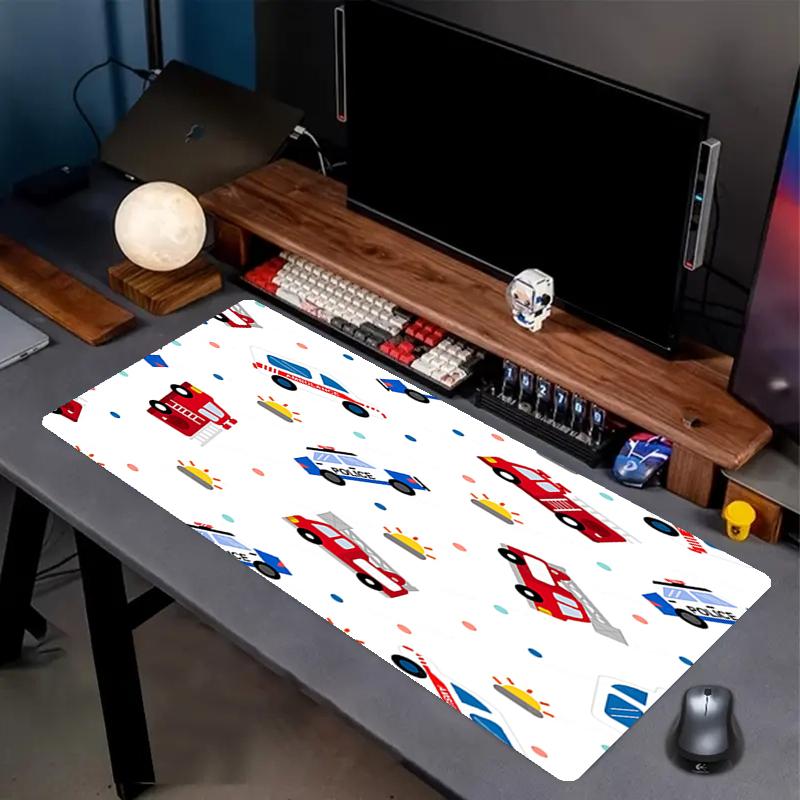 fire trucks police cars Theme Mouse Pad, Non Slip Rubber Base, Multifunctional Office & Home Decor, Perfect for Workspace Personalization.