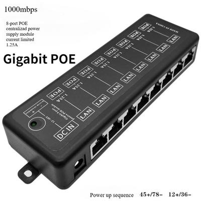 POE Injector 8Ports POE Splitter for CCTV Network POE Camera Power Over Ethernet IEEE802.3af 12V-48V Wireless AP