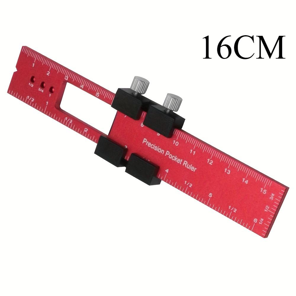 Woodworking Precision Pocket Ruler Aluminum Slide Ruler Inch and Metric T-Scribe Ruler Square Layout Tool with Slide Stop