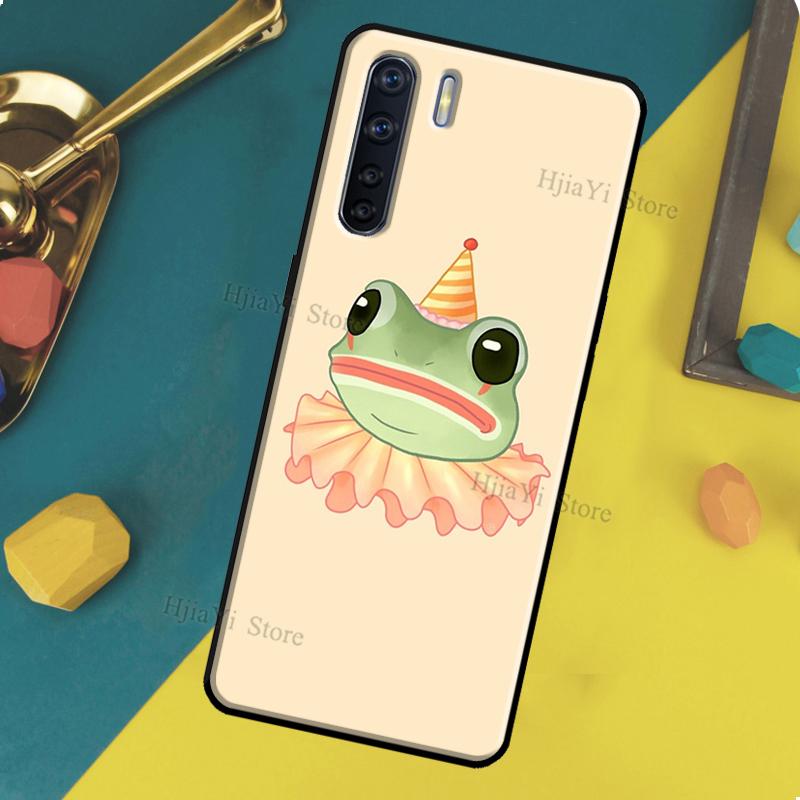 Cute Cartoon Frog Case For OPPO A96 A76 A16 A94 A74 A54 A77 A17 A16 A52 A72 A91 A93 A5 A9 A31 A53 A57s Cover