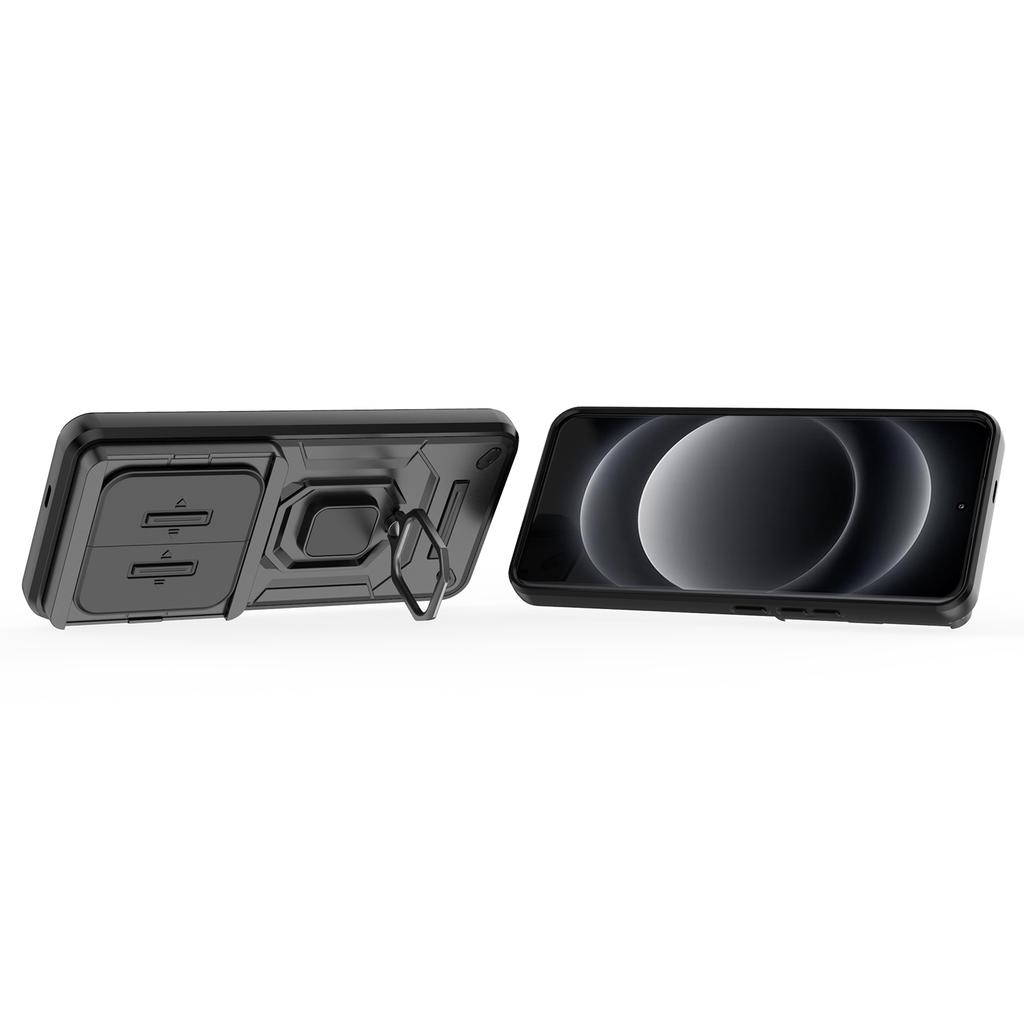 For Xiaomi 14 Ultra Case PC+TPU Kickstand Phone Shell with Slide Lens Cover