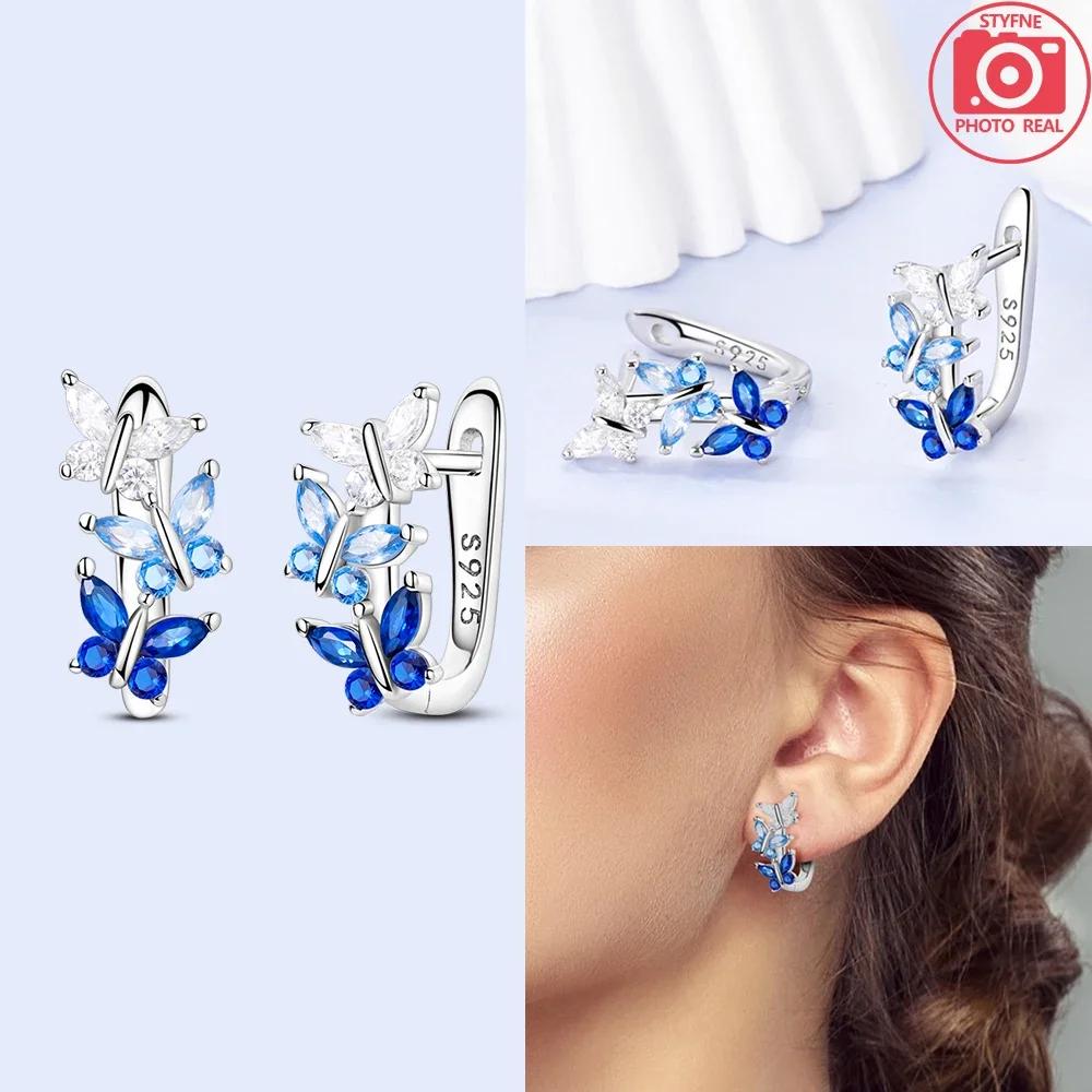 Серьги-бабочки Аксессуары Синяя Бабочка Солнце-Луна Женские Серьги-кольца для Вечеринки Подарок Украшения Годовщина