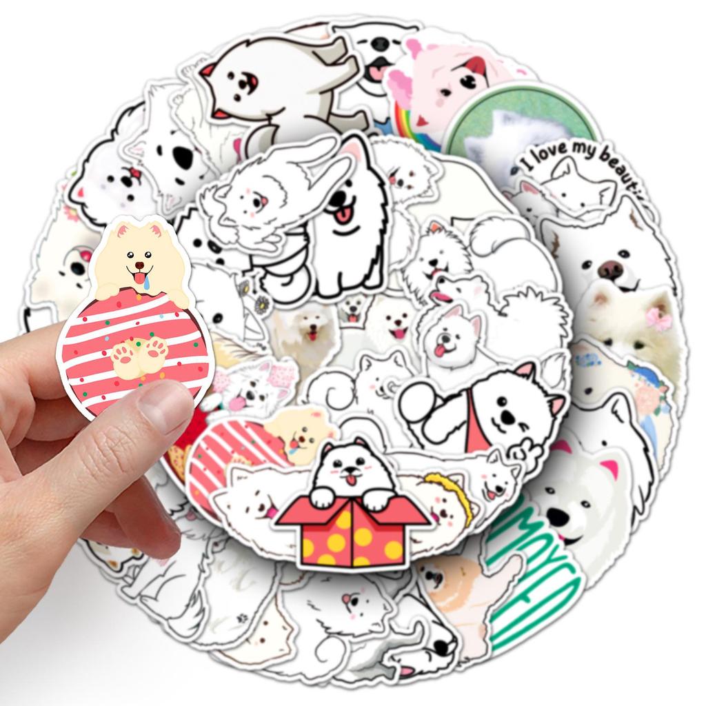 50 Samoyed Dog Graffiti Stickers – Cute Cartoon Waterproof Stickers for Kids' DIY Projects, Phones, and Suitcases
