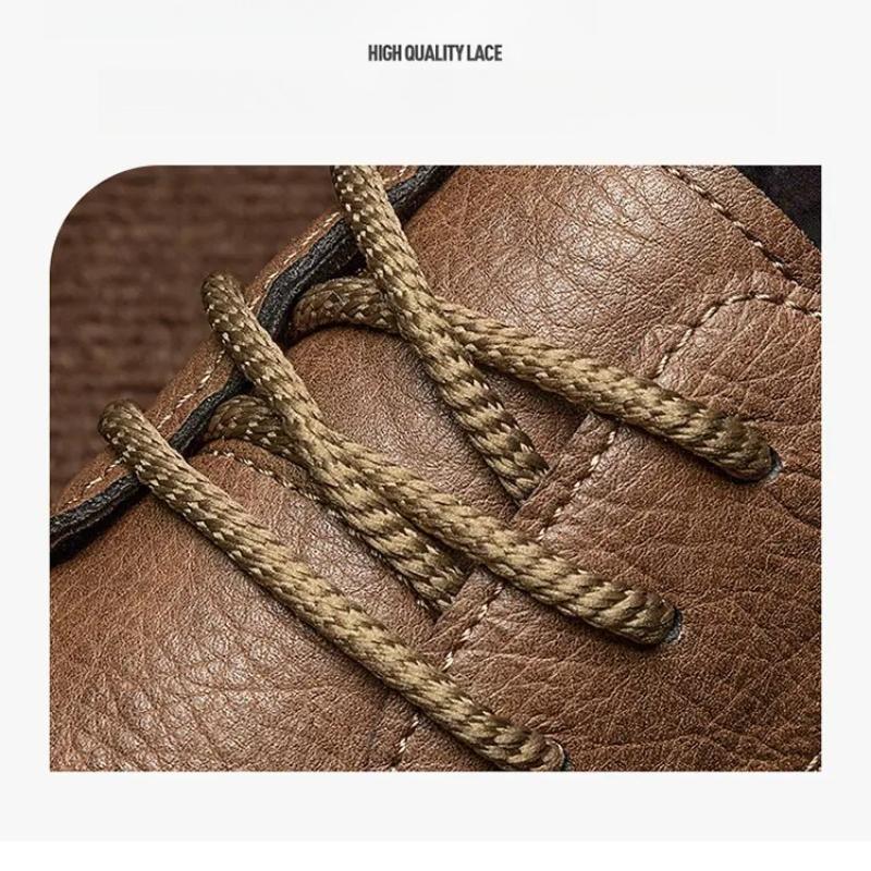 New Men's Soft Leather Casual Shoes Men Breathable Lace-Up Flat Heel Rubber Walking Shoes Fashion Comfortable Sneakers