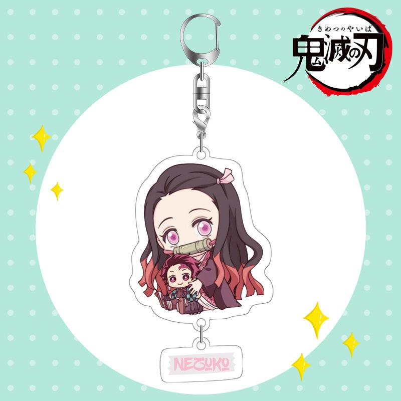 Demon Slayer Acrylic Keychain Tanjiro Nezuko Anime Double Sided Key Ring Accessories for Cosplay Set Gift Fans