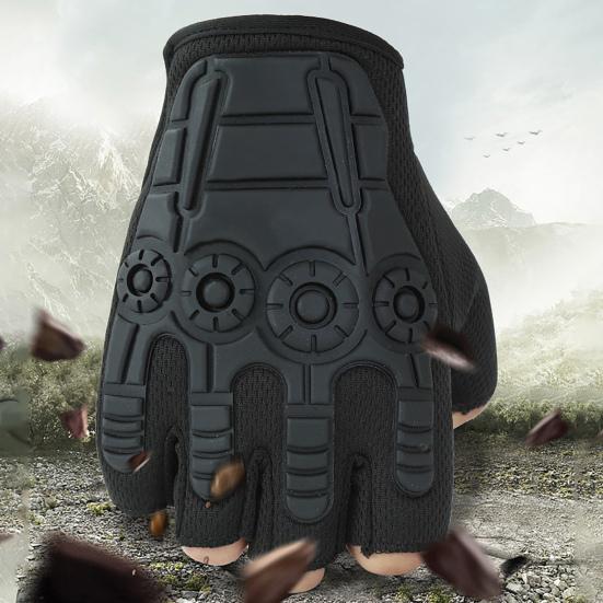 1 Paar Trainingshandschuhe Rutschfest Verstellbar Verdickt Unisex Halbfinger Taktische Handschuhe für Radfahren