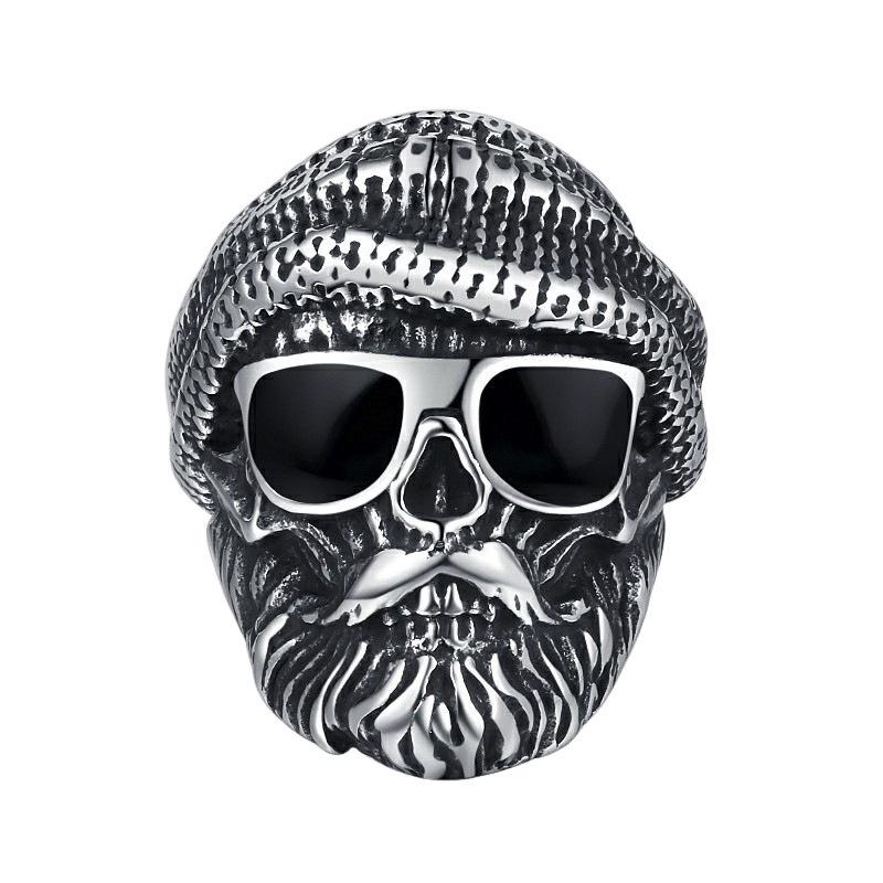 Retro European-American Punk Skull Sunglasses Ring – Men s Cool, Unique Street Dance Style. Adjustable Open Size