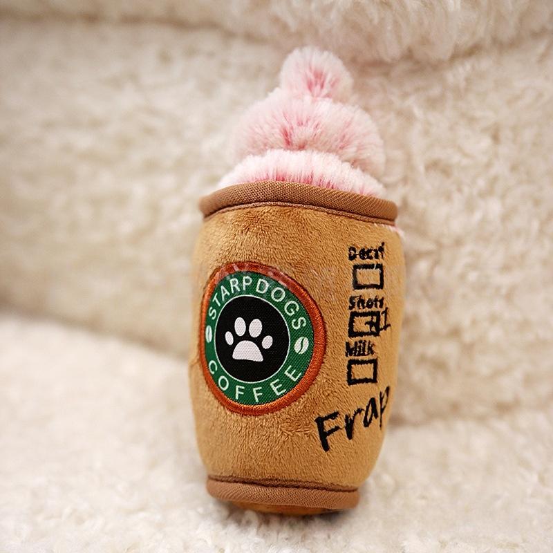 Luxury Classic Eco-Friendly Dog Plush Squeaky Chew Toys Beer Coffee Whiskey Bottle Shaped