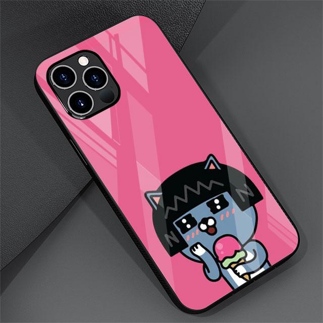 Kakao Friends Cute Glass Case For Apple iPhone 14 13 Pro 11 12 7 8 Plus SE 2022 XR X XS Max 6 6S Tempered Phone Cover Cartoon