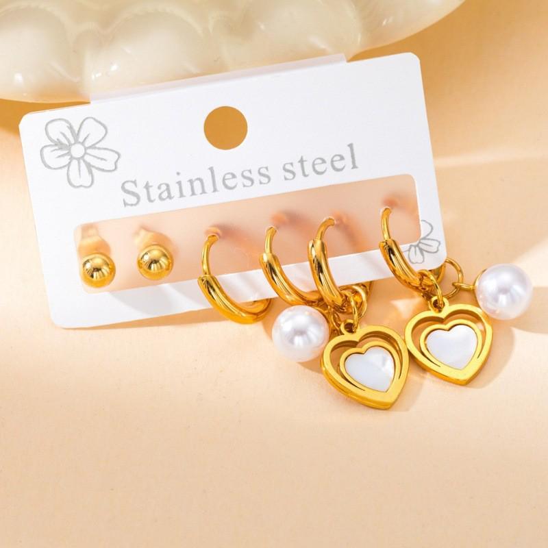 European and American Stainless Steel Heart, Star, and Butterfly Shape Accessory Set for Women