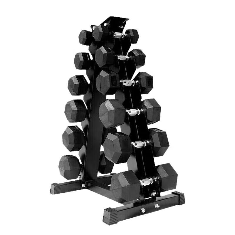 Hongtu Rubber-coated Hex Dumbbell Set with Rack