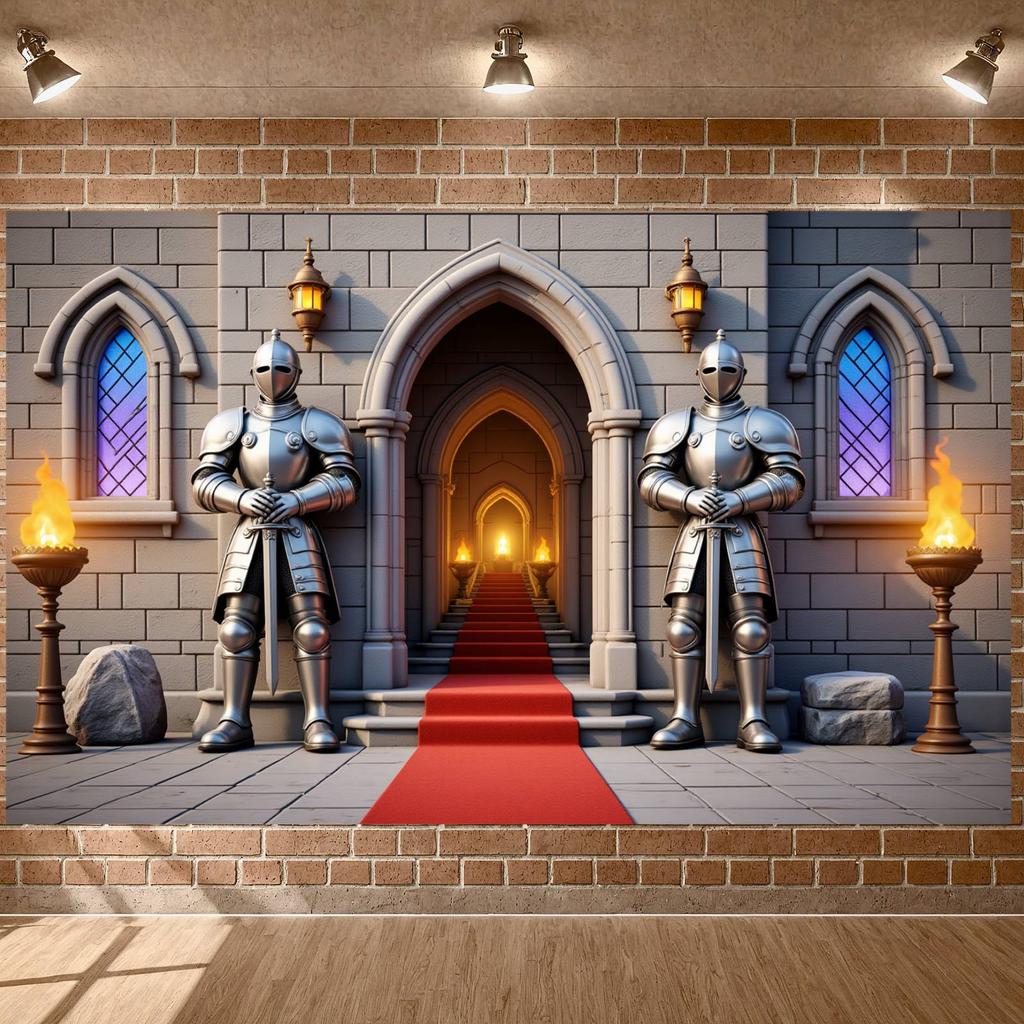 Royal Gathering Backdrop Castle Archway Medieval Event Banner Medieval Celebration Display Stone Castle Wall Royal Knight Banner