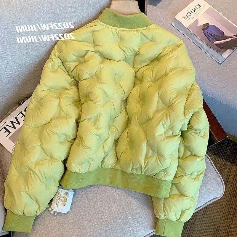 Autumn and winter new green cotton jacket padded baseball jacket light down cotton coat tide