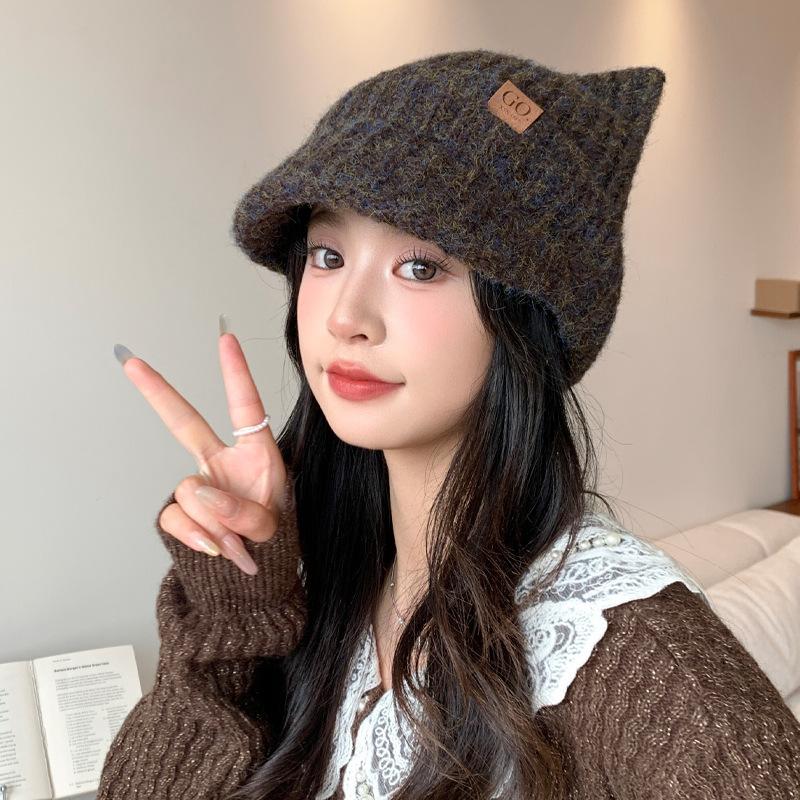 Korean Sweet and Cute Colorful Knitted Baseball Cap Autumn and Winter Fashion Versatile Warm Hat Windproof Ear Protection Head Hat
