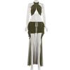 Kliou Color Blocking Long Dress Woman Halter Hollow Backless Mesh Ruffles Tassel Decoration Midnight Prom Party Elegant Vestidos