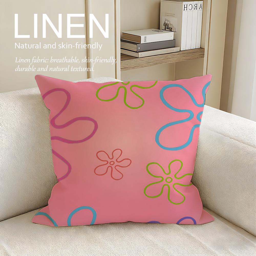 Cute Yellow Sponge Guy Cushion Cover Pillowcase Set Pcs x x Breathable Washable Sofa Cushion Cover