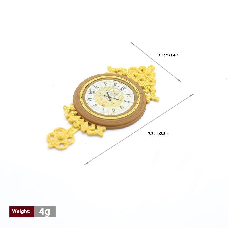 1Pcs Pretend Retro European Wall Clock Furniture 1:12 Miniature Home Decor Accessories