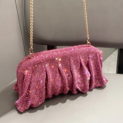 Glänzender Griff Strass Handgemachte Abend Clutch Taschen Falten Geldbörsen und Handtaschen Luxus Designer Hochzeit Party Hohe Qualität