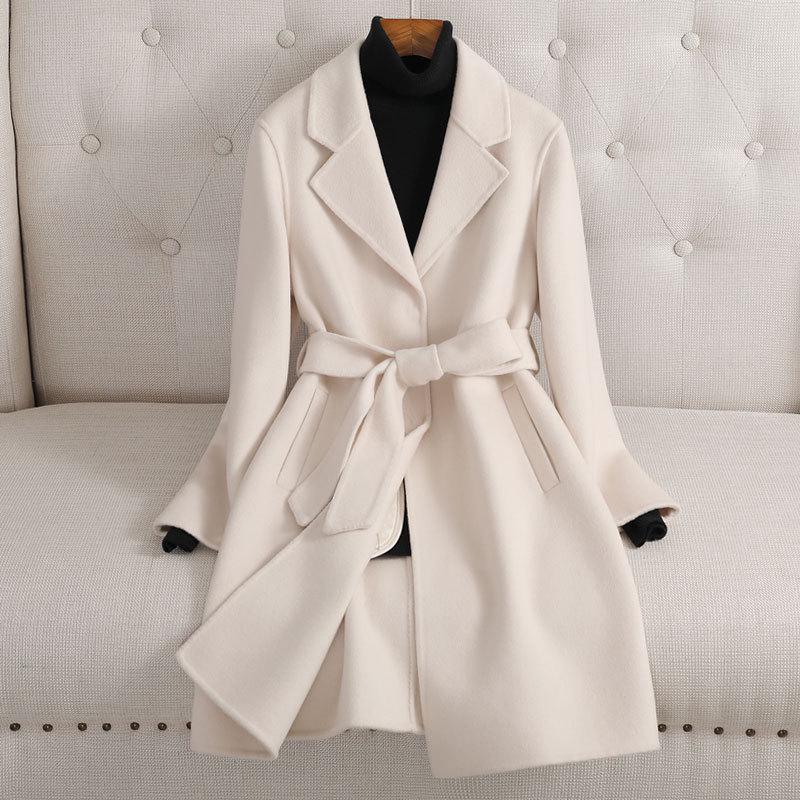 

2024 Autumn/Winter Women s Mid-Length Double-Sided Cashmere Coat Small верблюд