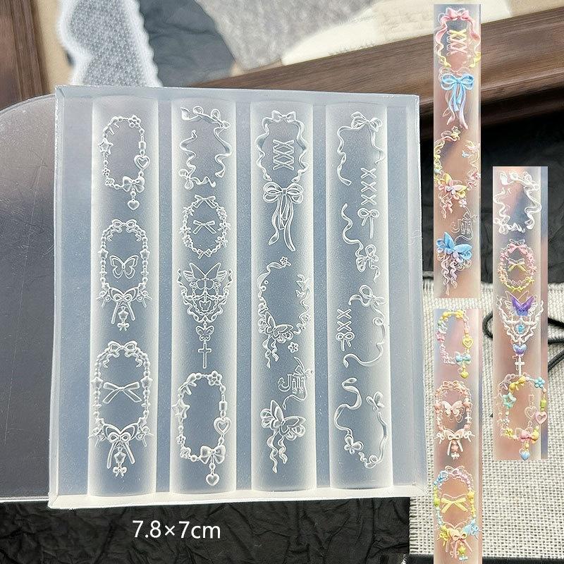 1Pc Bowknot Sea Jellyfish Shell Rose Leaf 3D Acrylic Mold Nail Art Decoration Nails Diy Design Silicone Nails Mold