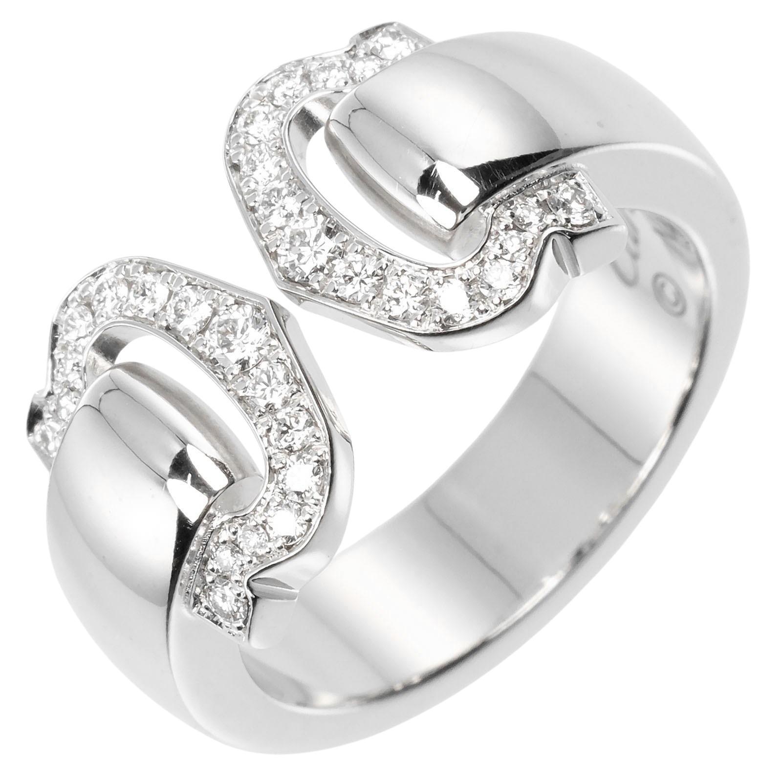 

CARTIER 2C Bokuruse Ring K18 white gold/diamond #4.5(US Size) 9.27g Women Used