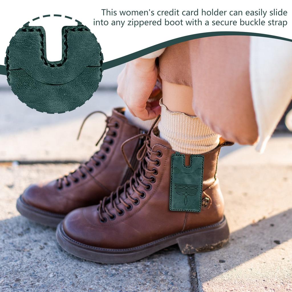 Western Boot Wallet With Strap, Fashion Leather Wallet,Slim Cowboy Billfold For Men Women