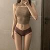 Women's Summer Thin Sexy Leopard Print Bow Hollow Cotton Crotch Ice Silk Non-mark Low Waist Briefs