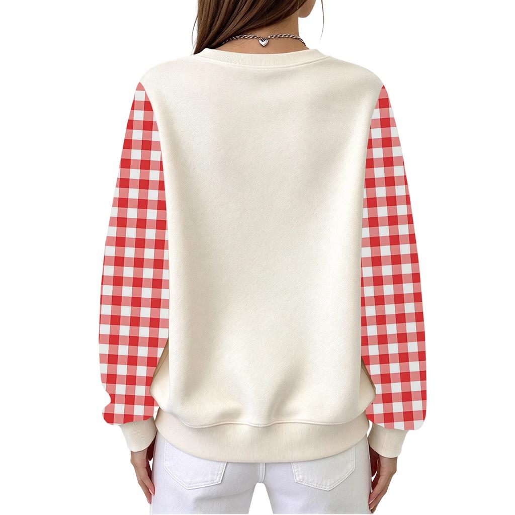 Women's Festive Christmas Print Crewneck Pullover Sweatshirt for Holiday Casual Wear