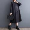 Long Sleeve Plus Size Cotton Vintage New In Dresses for Women Casual Loose Spring Autumn Shirt Dress