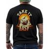 Take It Easyintage Camping Outdoors Hiking Lovers Back Print T-Shirt - Men's Back Printed T-shirt - 100%Cotton - Crew Neck