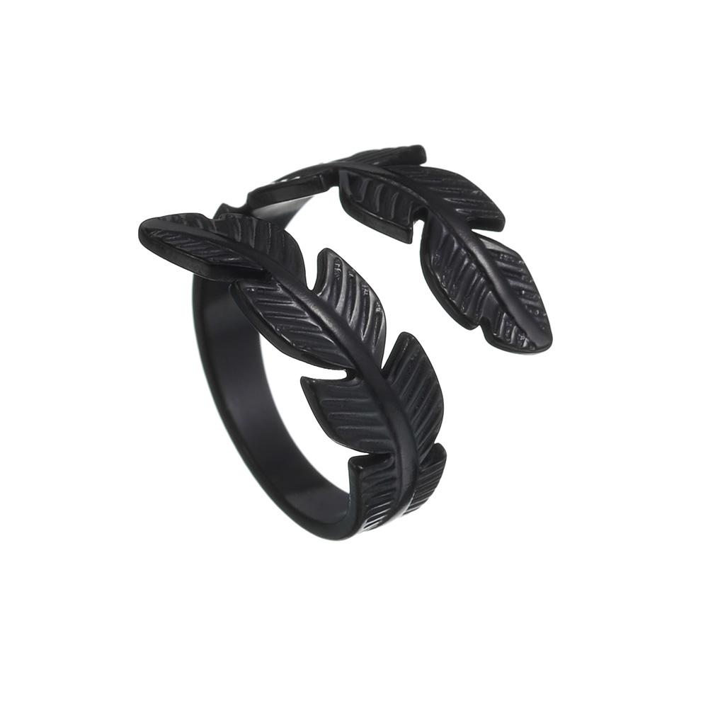 Fashion Adjustable Stainless Steel Leaf Open Ring for Women Girls - Birthday Wedding Gift