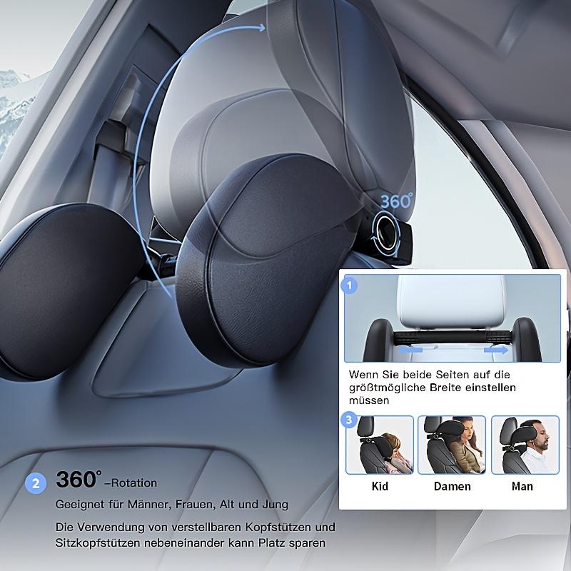 360° Adjustable Ergonomic Car Headrest with Memory Foam Side Pads Fit for Most Cars Easy One-Click Sleep Support for Travel