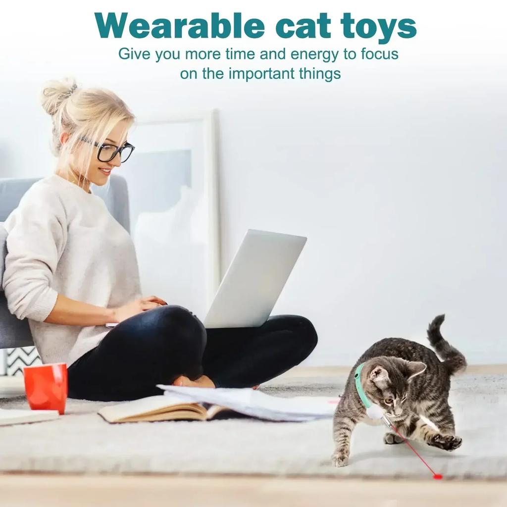 Rechargeable LED Pet Collar with Interactive Laser Toy for Cats & Dogs - Automatic Teaser & Light-Up Fun!