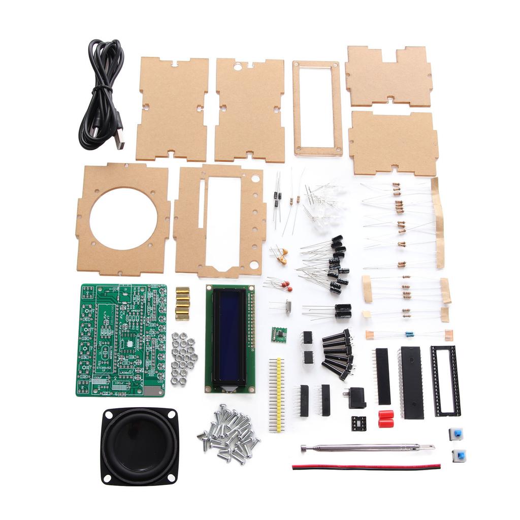 DIY FM Radio 87 To 108MHz LCD Display Digital Radio Receiver with LED Flashing Light for Education Project Parts
