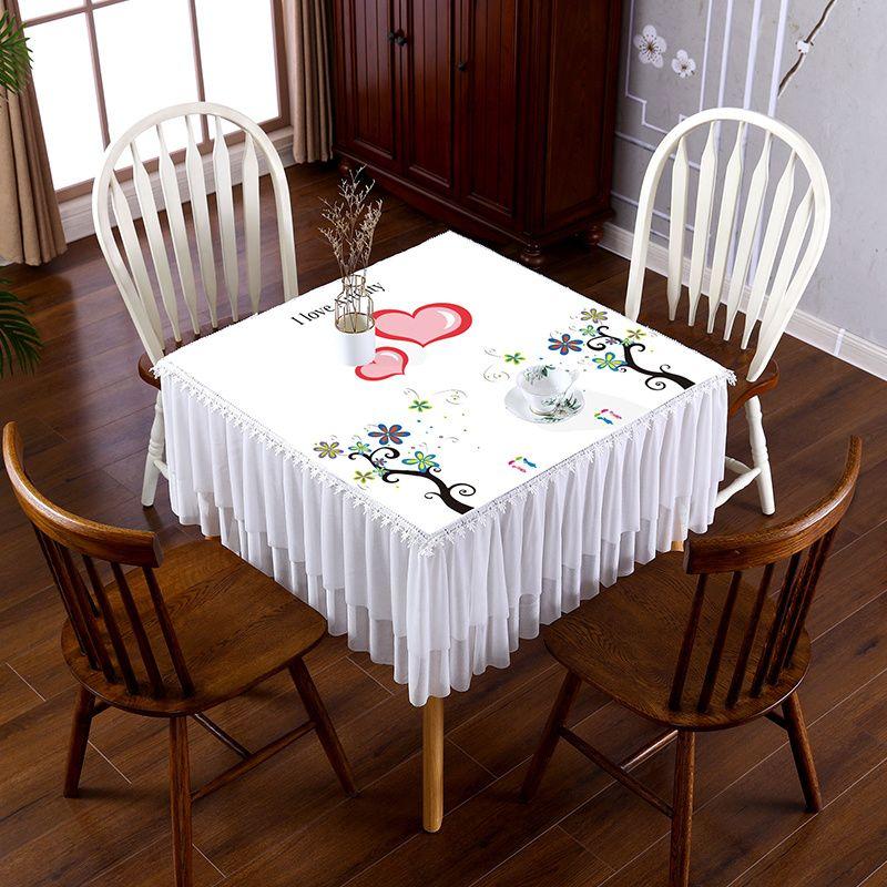 

Простая однотонная водонепроницаемая скатерть для дома Love Square Table 50*50cm (sagging 35cm)