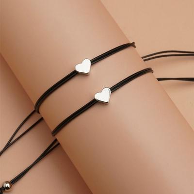 2pcs New Adjustable Small Heart Bracelets Star Creative Friendship Card Bracelet Simple Gift Couple Bracelets Women