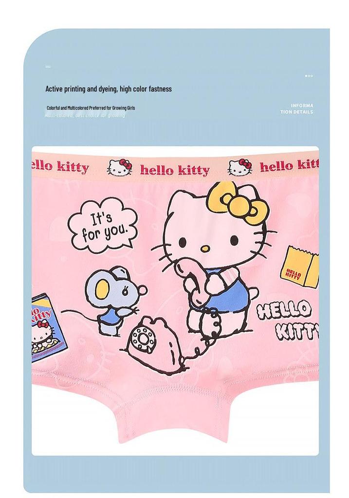 Class A Pure Cotton Girls' Cartoon Boxer Briefs - Breathable, Antibacterial Underwear for Small to Large Children