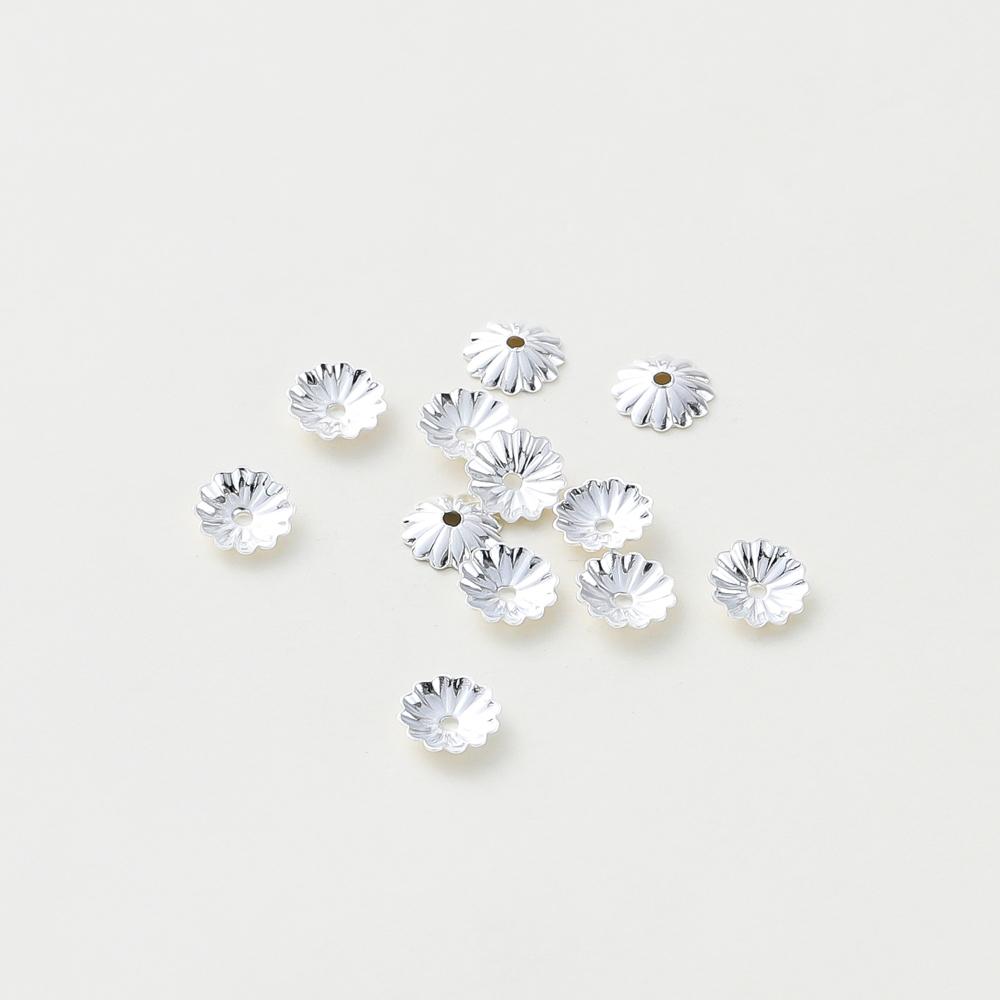 100 Stück 5/6 mm 14K/18K Vergoldetes Messing Wellenblumen Perlenkappen Endkappen für DIY Perlenarmband Schmuckherstellung Zubehör