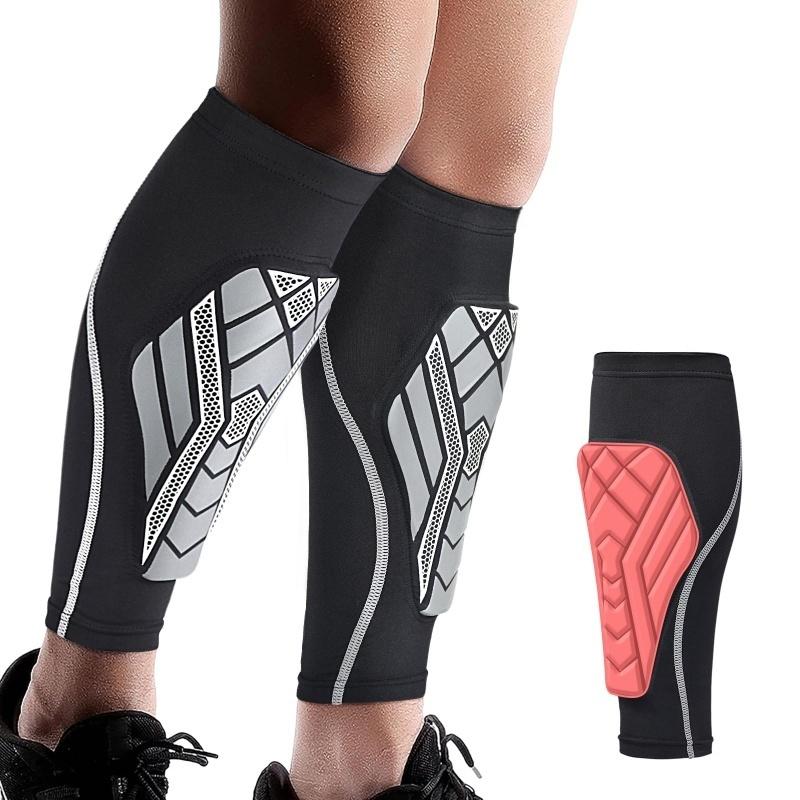 1 Pair Soccer Shin Guards For Kids Youth Adult, Calf Compression Sleeve With Shock-Absorbing Pads, Shin Guards For Running Sport