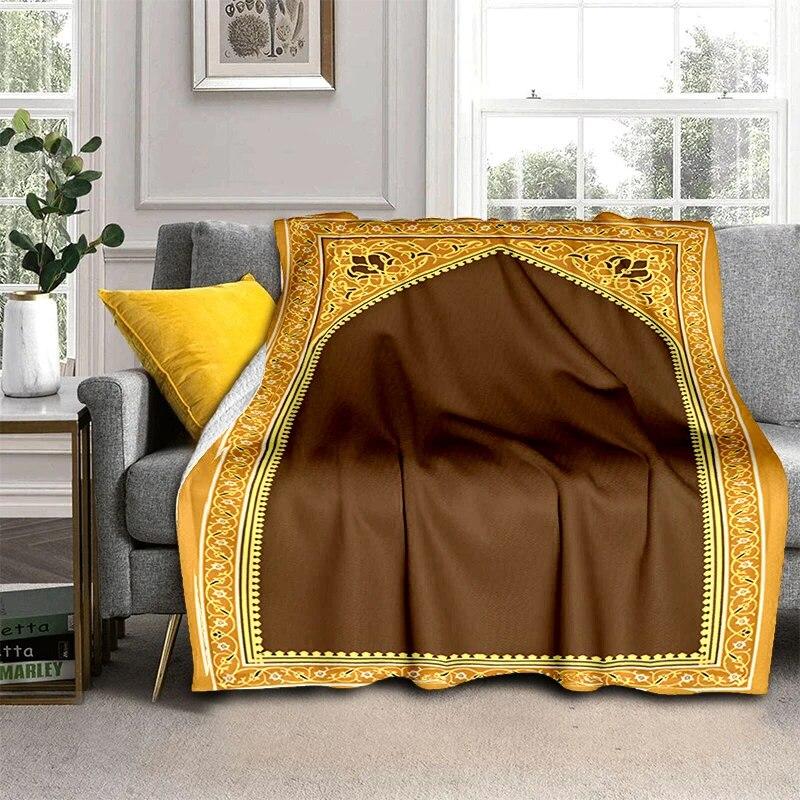 Müslüman Namaz HD Yumuşak Peluş Yatak Atma Karikatür Piknik Ince Battaniye Modern Flanel Battaniye Kapak Gedruckt Bettdecke Geschenk