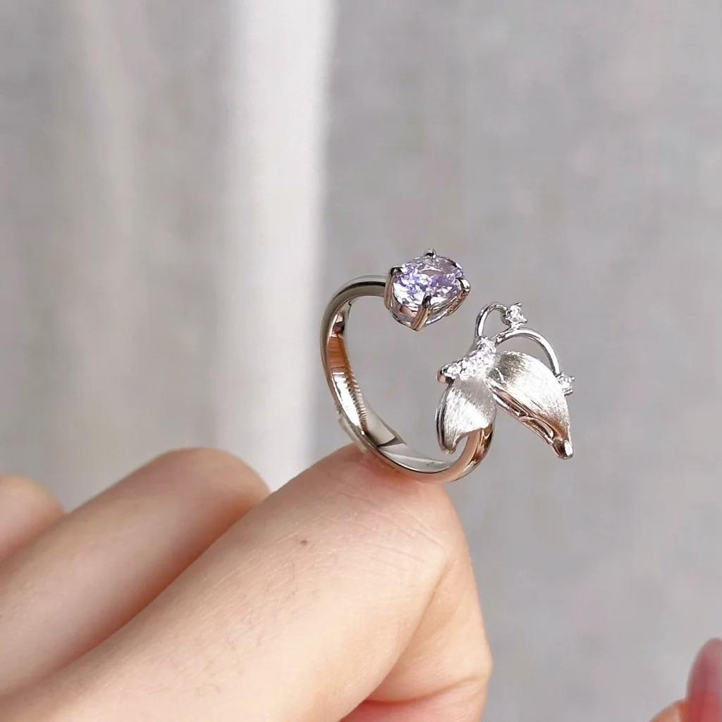 Purple Diamond Butterfly Ring Set Gentle Super Fairy Brushed Purple Butterfly Fairy Purple Pendant