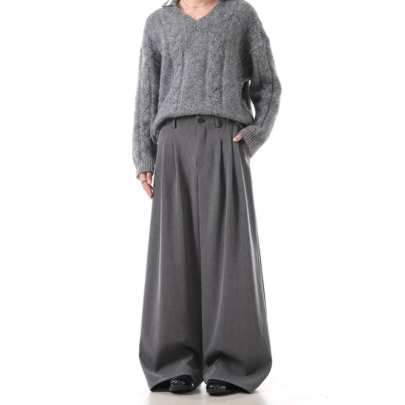 Dream Made Old Money Style High-End Drape Effect Dress Pants for Men, Autumn and Winter Loose Straight Wide-Leg Pants for Boys