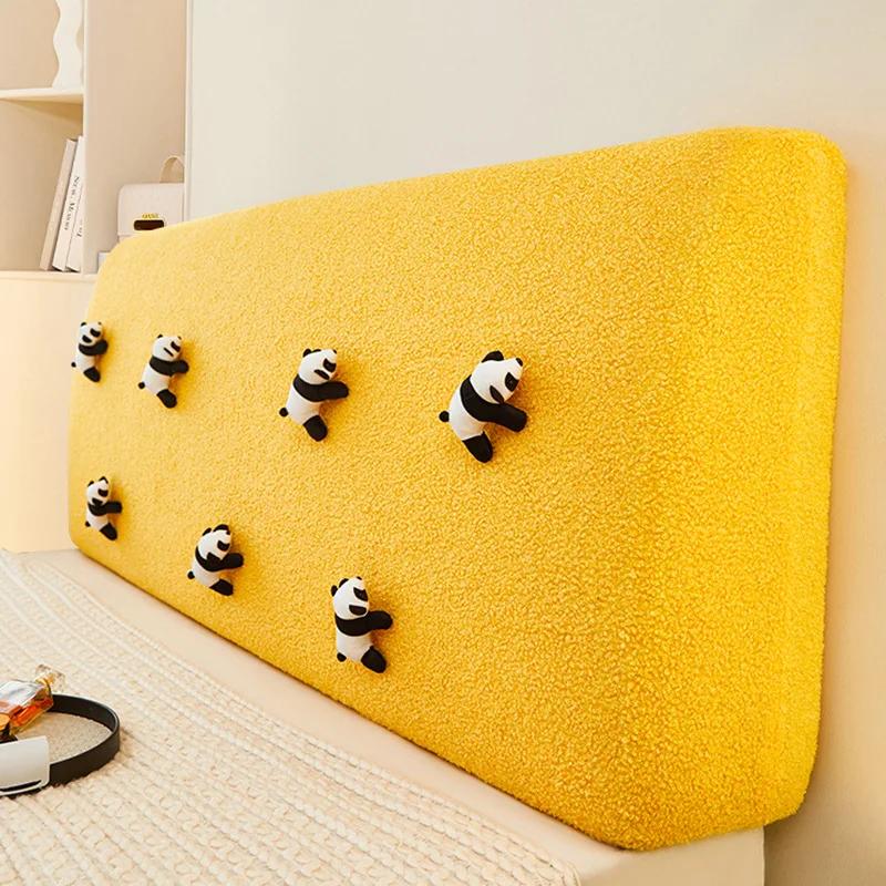 Schmutzabweisende Bett-Rückenlehnen-Abdeckung für Schlafzimmer, verdickte Teddy-Fleece-Kopfteilabdeckung, dehnbare All-inclusive-Stepp-Bettkopfabdeckung