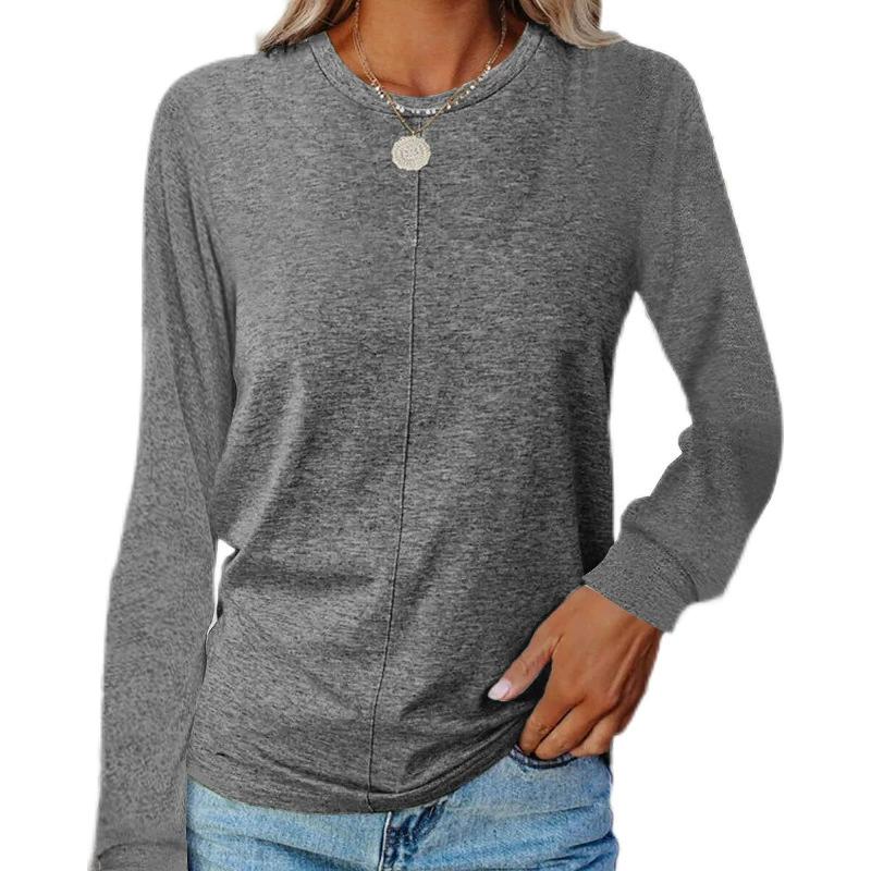 Women's Autumn and Winter Long Sleeved Round Neck T-shirt Hoodie Base Shirt