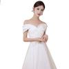 French Light Wedding Dress Simple Satin Door Yarn Mori Travel Photography Bride Wedding Engagement Dress One-word Shoulder Light Wedding Dress