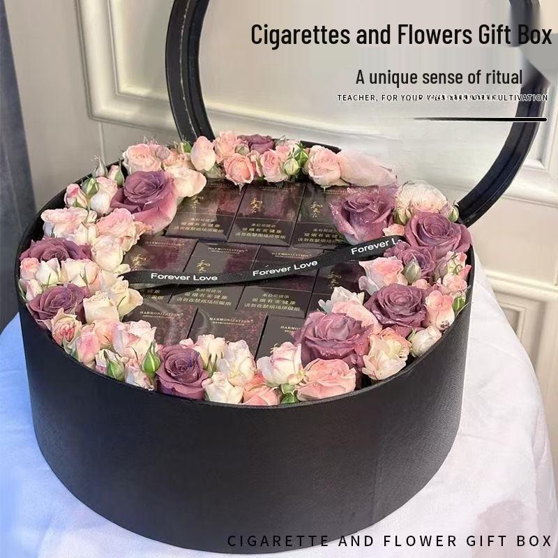 Transparent Handheld Round Flower and Fruit Gift Box Packaging