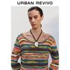 UR Women's 2025 Autumn Colorblock Cotton Crop Knit Sweater