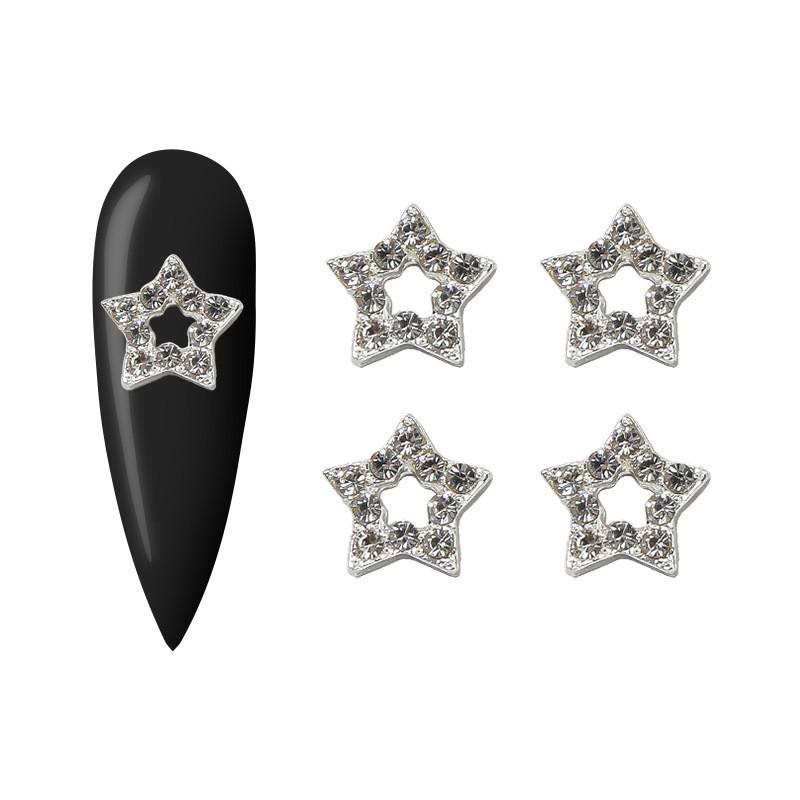 Decoraciones para Uñas Estrella con Pedrería Dorada y Plateada