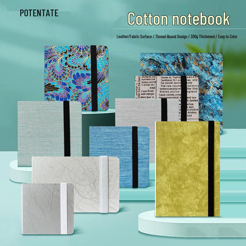 Zun Jue Portable 100% Cotton Watercolor Accordion Journal, 300g Fine Grain Fabric Book for Art Students